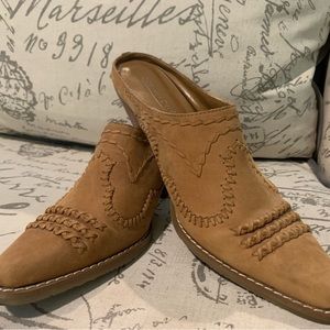 COLDWATER CREEK TAN LEATHER backless WOMEN’S BOOTS size 8 NAME BRAND western